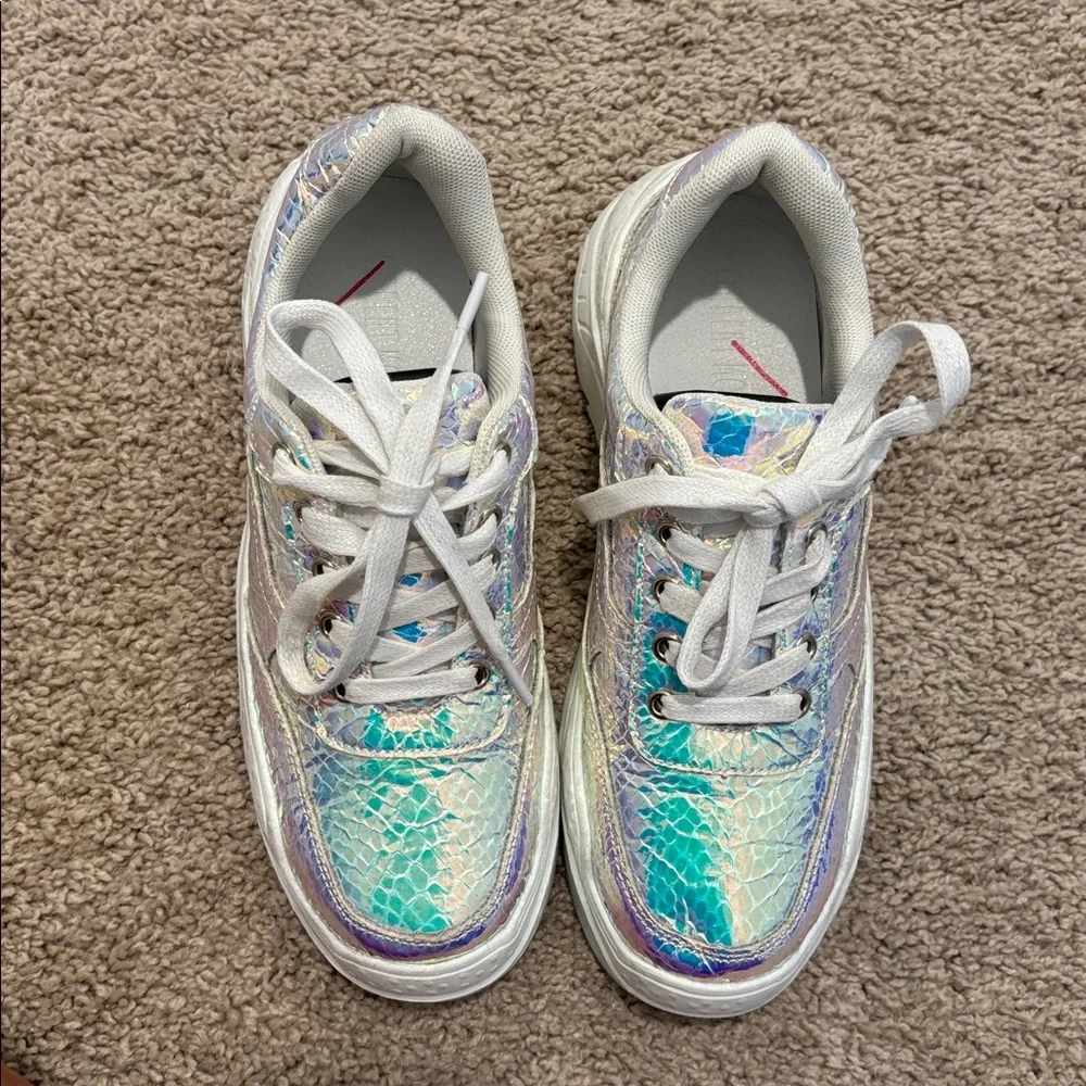 Holographic Iridescent Platform Sneakers